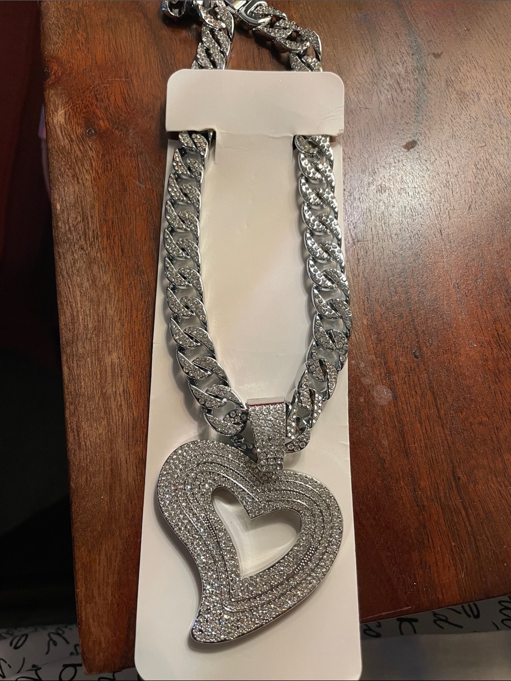 Silver Crystal Pave Heart Pendant Necklace - Women's Jewelry